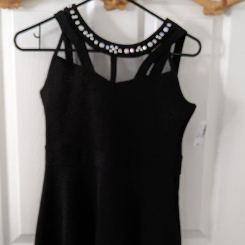 Children's Place Black Rhinestone Neck Sleeveless Dressy Dress Girls Size 12 NWT